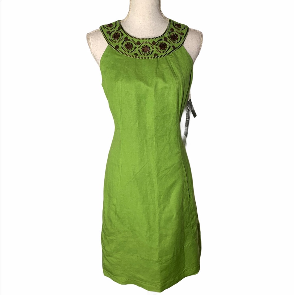 K Studio 💚🤎NWT beaded neckline sheath dress size 6
